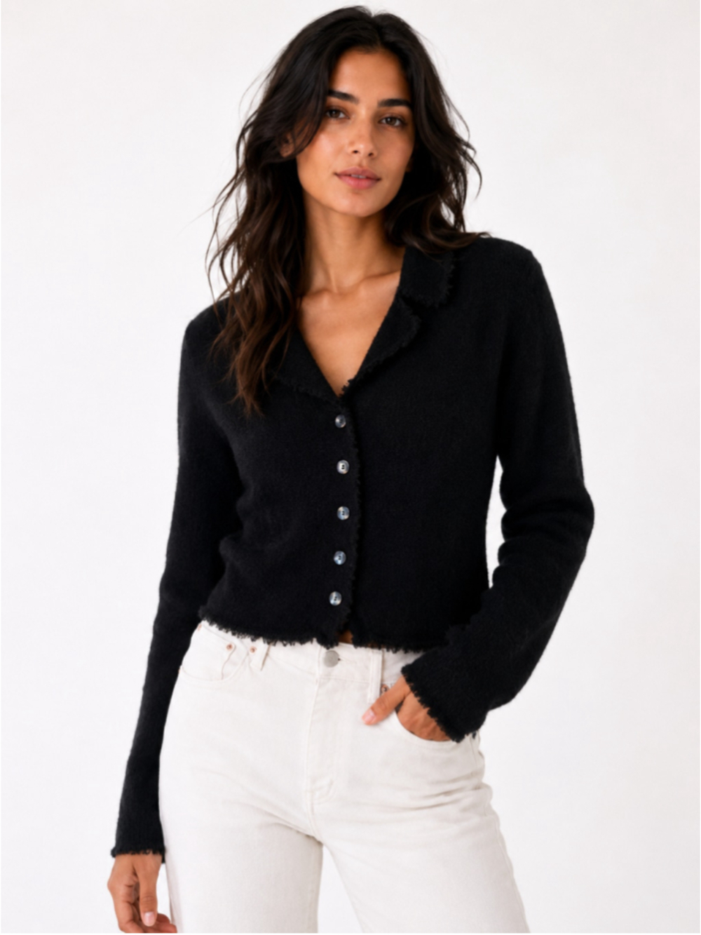VTG Nine West Wool Button Front Cardigan Sweater 90s Classic Mod Quiet Luxury M